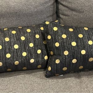 Like New Black with Gold Polka Dot 12” x 20” Lumbar Pillow